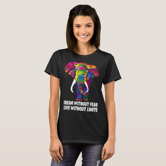Dream Without Fear Love Without Limits LGBT Pride Tシャツ (正面フル)
