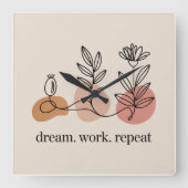 Dream. Work. Repeat スクエア壁時計 (正面)