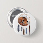 Dreamcatcherで眠っているアカギツネ 缶バッジ (正面&裏面)