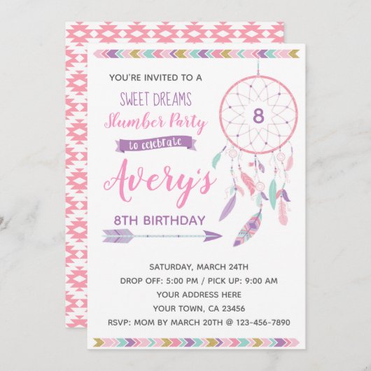 Dreamcatcherの眠りのパーティの招待状 招待状 (正面/裏面)