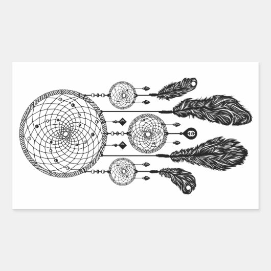 Dreamcatcher – ステッカー（白） 長方形シール (正面)