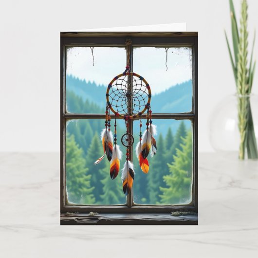 Dreamcatcher and Mountains | Happy Birthday カード (正面)
