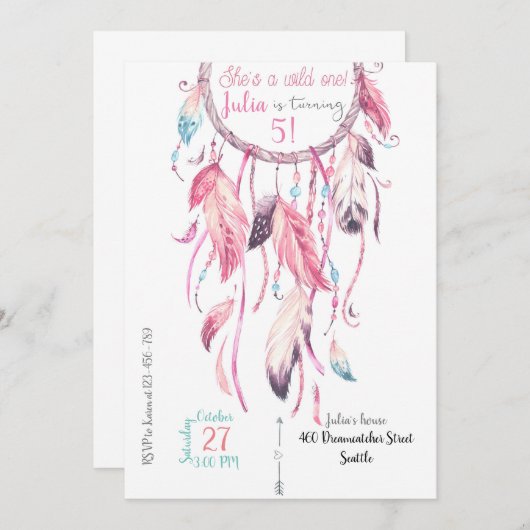 Dreamcatcher Birthday Invitation 招待状 (正面/裏面)