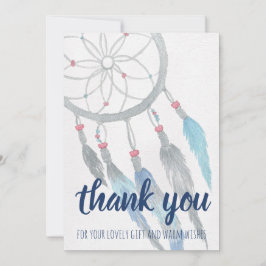 Dreamcatcher Blue Boho Baby Showerありがとう サンキューカード