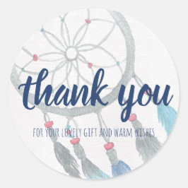 Dreamcatcher Boho Baby Showerありがとう ラウンドシール