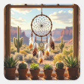 Dreamcatcher, Desert Canyons, Cacti   スクエアシール (正面)