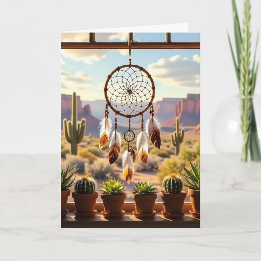 Dreamcatcher, Desert Canyons, Cacti Birthday  カード (正面)