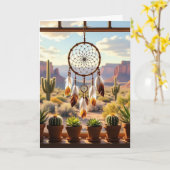 Dreamcatcher, Desert Canyons, Cacti Birthday  カード (黄色い花)