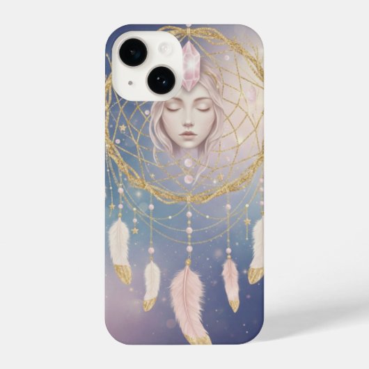Dreamcatcher Goddess - Ethereal Moon & Stars iPhoneケース (裏面)