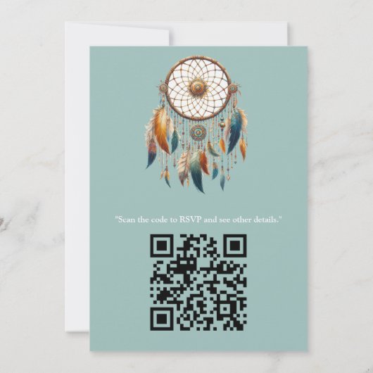 Dreamcatcher in a Bohemian theme 招待状 (裏面)