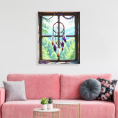 Dreamcatcher in Window | Boho Art キャンバスプリント (インサイチュ (リビング))