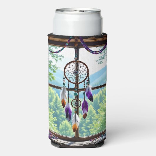 Dreamcatcher in Window | Boho Art スリム缶クーラー (Seltzer裏面)