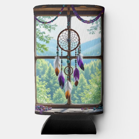 Dreamcatcher in Window | Boho Art スリム缶クーラー (裏面)