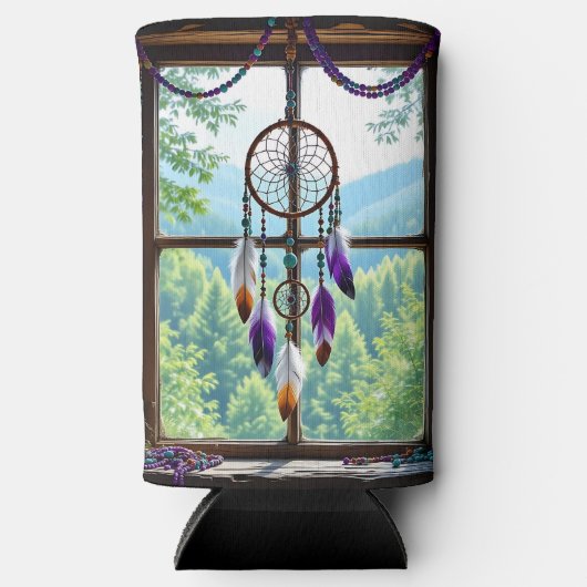Dreamcatcher in Window | Boho Art スリム缶クーラー (正面)