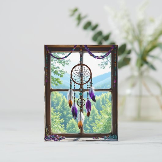 Dreamcatcher in Window | Boho Art ポストカード (スタンド正面)