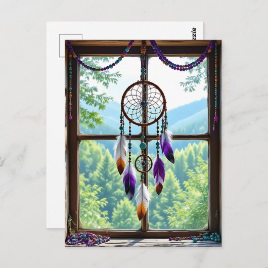 Dreamcatcher in Window | Boho Art ポストカード (正面/裏面)