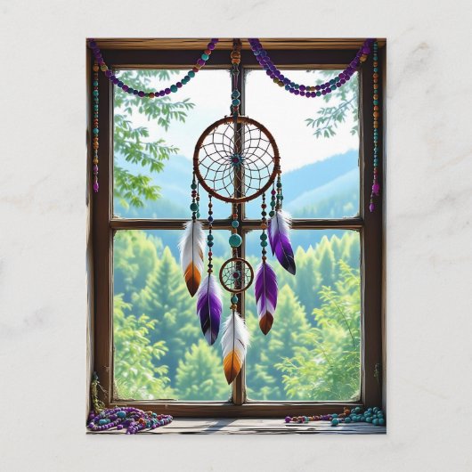 Dreamcatcher in Window | Boho Art ポストカード (正面)
