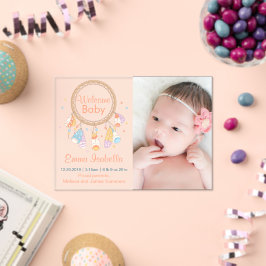 Dreamcatcher New Baby Newborn Birth Announcement アクリル招待状