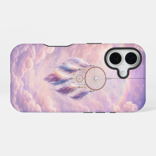 Dreamcatcher with Feathers and Clouds iPhone 16ケース (裏面横)