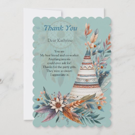 Dreamcatchers in a Bohemian theme サンキューカード (正面)