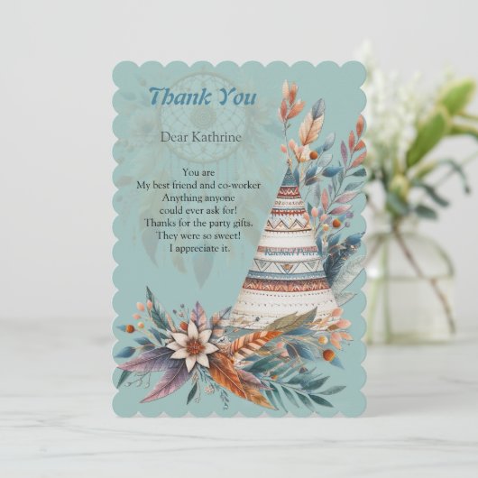 Dreamcatchers in a Bohemian theme サンキューカード (スタンド正面)