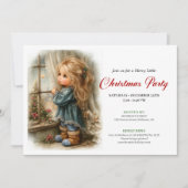 Dreamful Little Girl Awaiting Santa Editable  招待状 (正面)