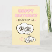 Dreaming Cat&Cake&Giftハッピーバースデーカード カード (正面)