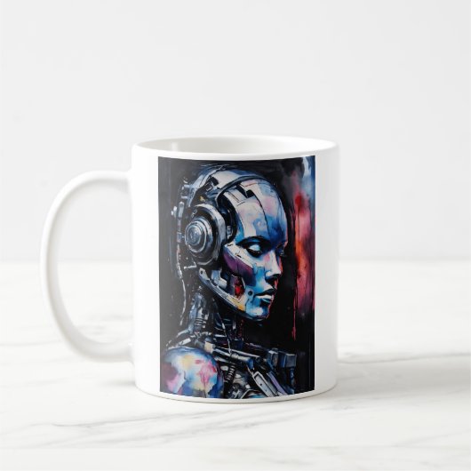 Dreaming Cyborg：テクノロジーとHumaniの融合 コーヒーマグカップ (左)