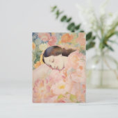 Dreaming in Bloom – Watercolor Sleeping Woman ポストカード (スタンド正面)
