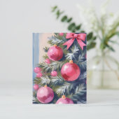 Dreaming of a Pink Christmas | Merry Watercolor シーズンポストカード (スタンド正面)