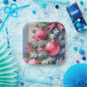 Dreaming of a Pink Christmas | Merry Watercolor ペーパープレート (パーティー)