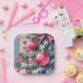 Dreaming of a Pink Christmas | Merry Watercolor ペーパープレート (パーティー)