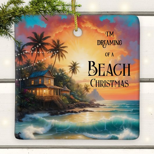 Dreaming of a Tropical Beach Christmas Ornament セラミックオーナメント