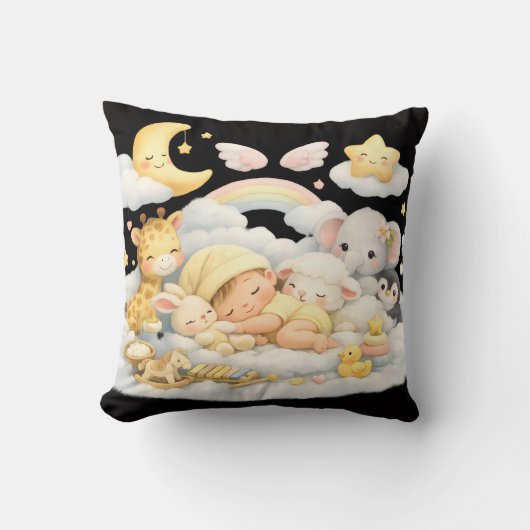 Dreamland Baby Pillow – Cute Animals & Sleeping  クッション (正面)