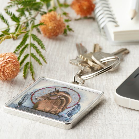 "DreamLike"馬とドリームキャッチャーオリジナルアート キーホルダー (側面)