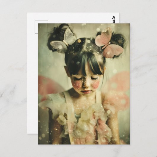 Dreamlike Children Portrait | Butterfly Whisper ポストカード (正面/裏面)