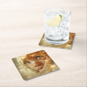 Dreamlike Children Portrait | Golden Veil Gaze スクエアペーパーコースター (インサイチュ)