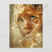Dreamlike Children Portrait | Golden Veil Gaze ポストカード (正面)