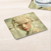 Dreamlike Children Portrait Whispered Light Child スクエアペーパーコースター (アングル)