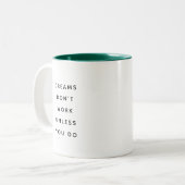 Dreams Don't Work Modern Funny Two-Tone Mug ツートーンマグカップ (正面左)