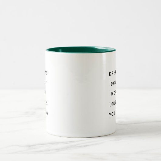 Dreams Don't Work Modern Funny Two-Tone Mug ツートーンマグカップ (中央)