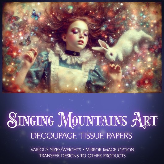 Dreams In Wonderland Alice Fantasy Art Decoupage 薄葉紙