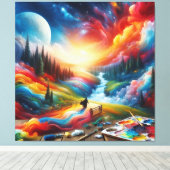 Dreamscape抽象芸術鮮やか:デジタルアートプリント キャンバスプリント (インサイチュ (ウッドフロア))