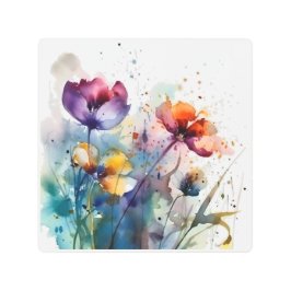 Dreamscape Garden:抽象芸術水彩花 メタルプリント