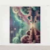 Dreamscape Swirling Trees Cosmic Reflections タペストリー (正面)