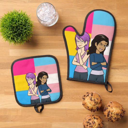 DreamsIntoRealityComics Just the 2 of Us Cover Art 鍋つかみ&鍋敷きセット (トップダウン)