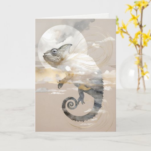 Dreamwoven Guardian Chameleon Greeting Card カード (黄色い花)