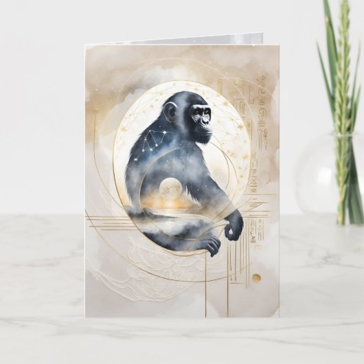 Dreamwoven Guardian Chimpanzee Greeting Card カード (正面)