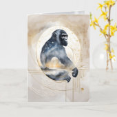 Dreamwoven Guardian Chimpanzee Greeting Card カード (黄色い花)