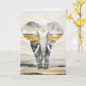 Dreamwoven Guardian Elephant Greeting Card カード (黄色い花)